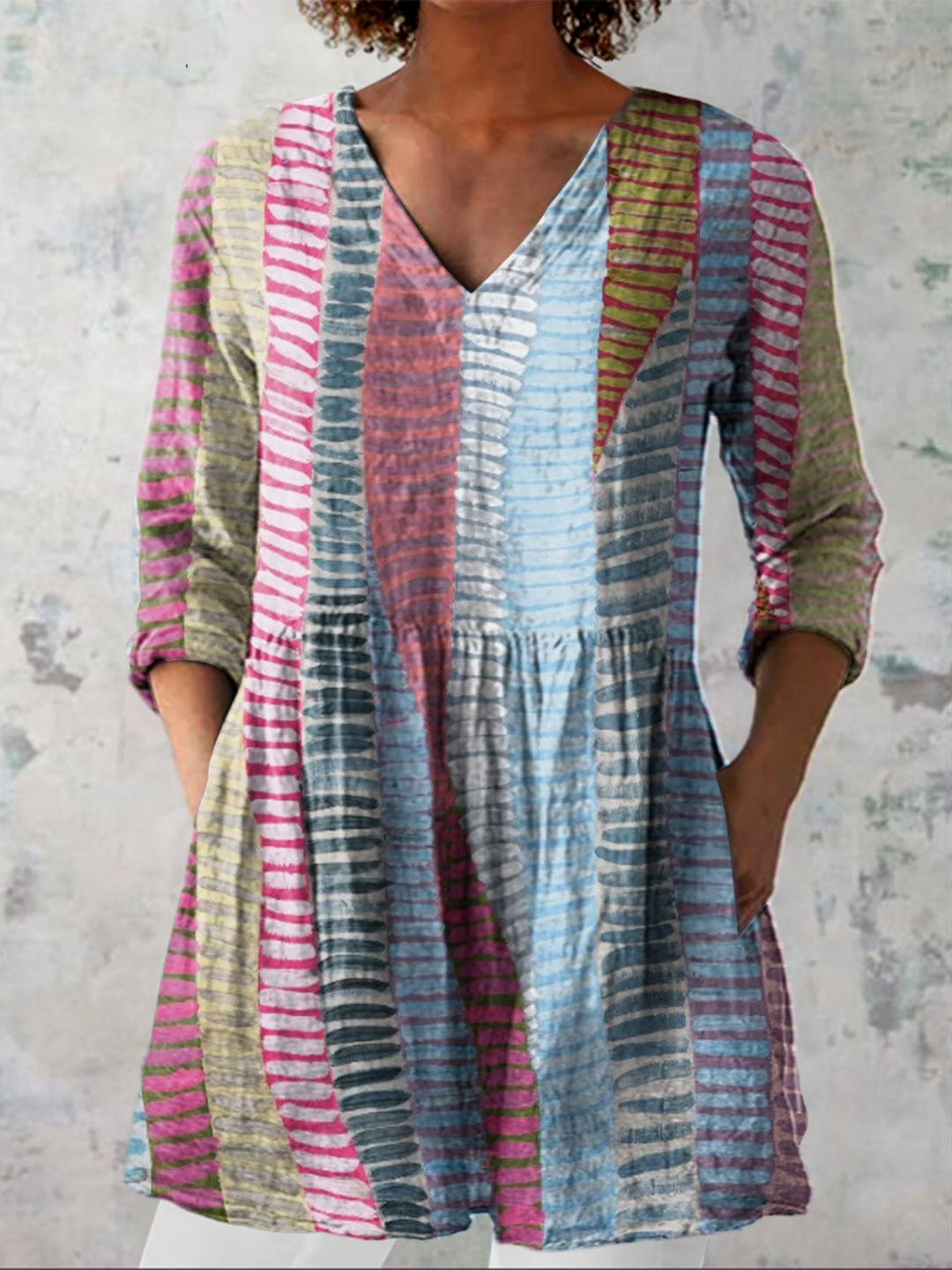 Miranda Watercolour Stripe Tunic Blouse