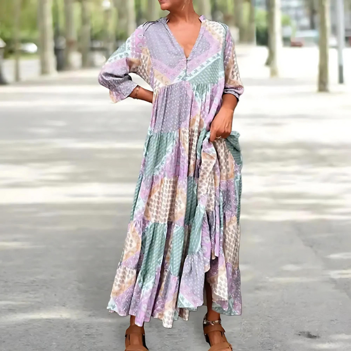 Bronwyn™ | Patchwork Print Maxi Dress
