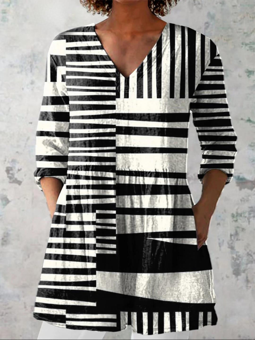 Clare Black & White Stripe Tunic Blouse