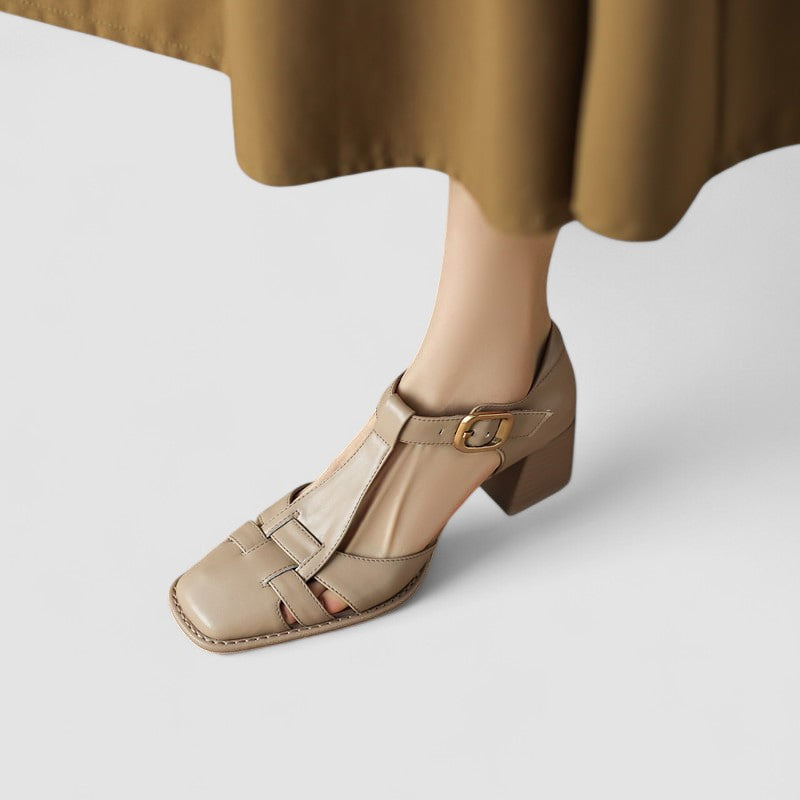 Pam™ | T-Strap Block Heel Shoes