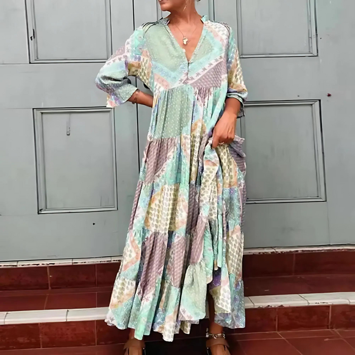 Bronwyn™ | Patchwork Print Maxi Dress