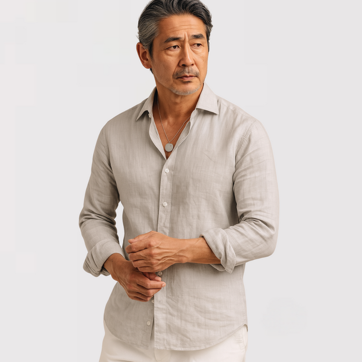 Michael Sydney men's Open collar shirt, front view