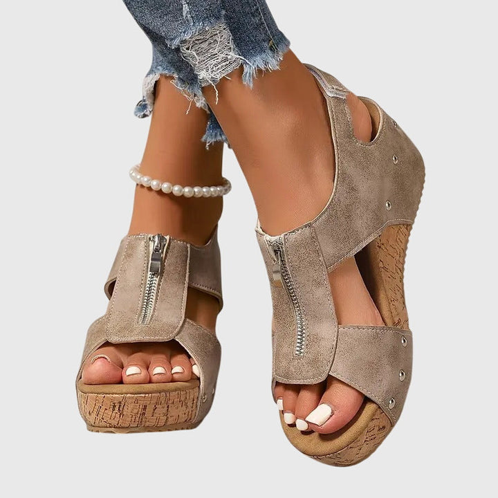 Teresa™ | Zip-Front Wedge Sandals