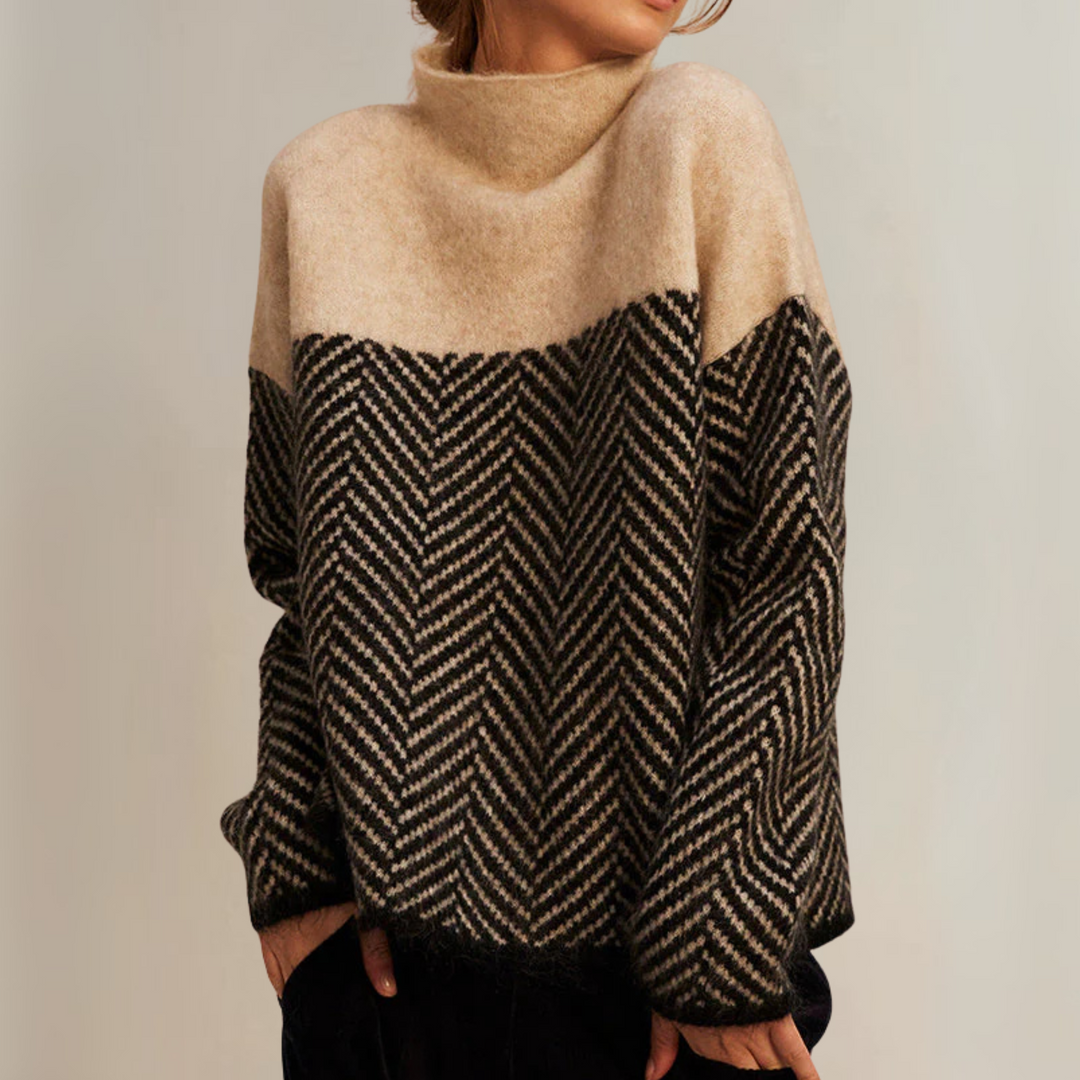 Peggy™ | Zigzag Funnel Neck Jumper