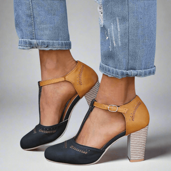 Cynthia™ | Two-Tone T-Strap Heels
