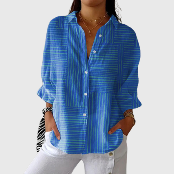 Megan™ | Blue Striped Blouse