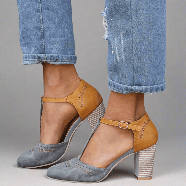 Cynthia™ | Two-Tone T-Strap Heels