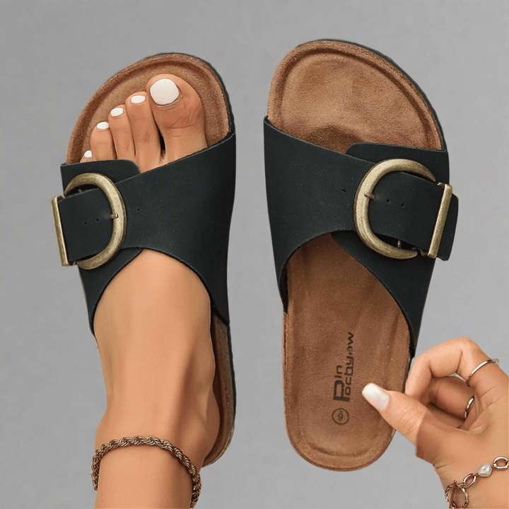 Roxanne™ | Buckle Slip-On Sandals