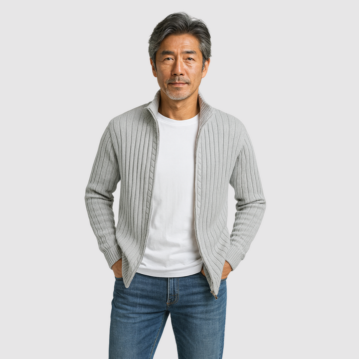 Michael Sydney men's Ribbed cardigan, front view