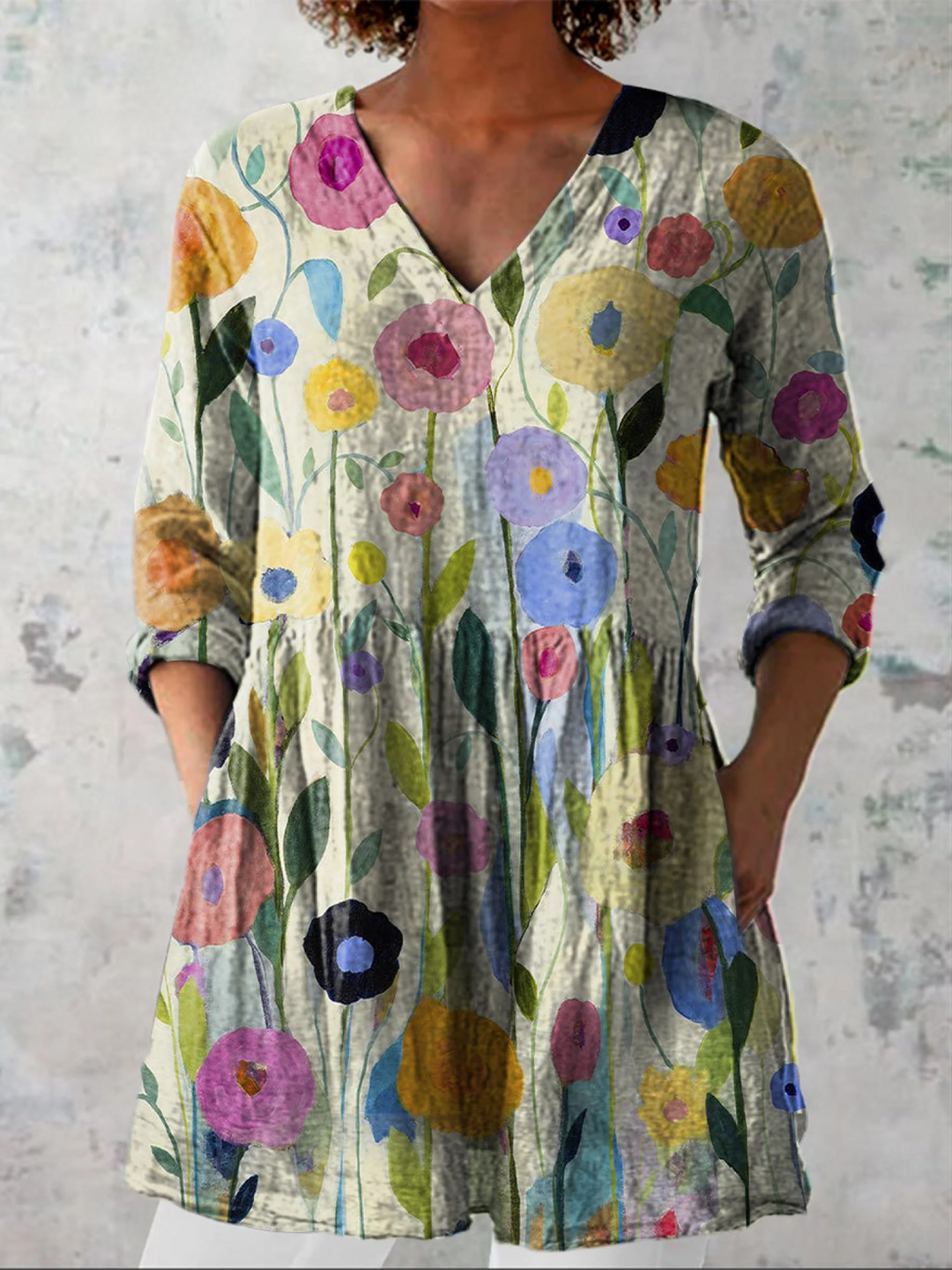 Carmel Painted Poppy Tunic Blouse