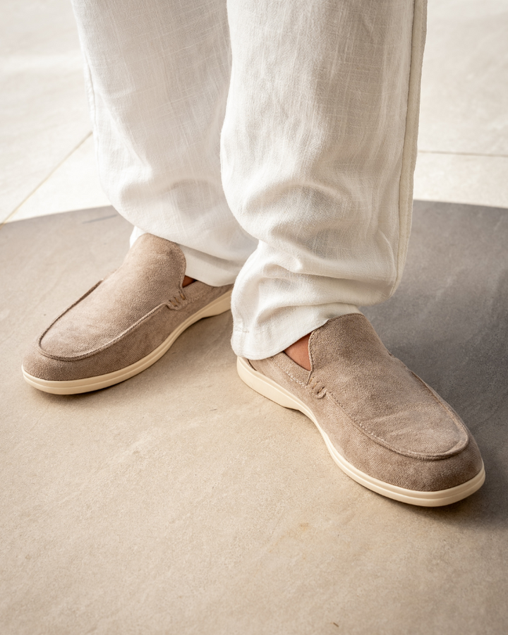 Michael Sydney men's taupe loafer, side view