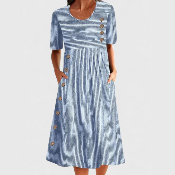 Helen™ | Striped Button Midi Dress