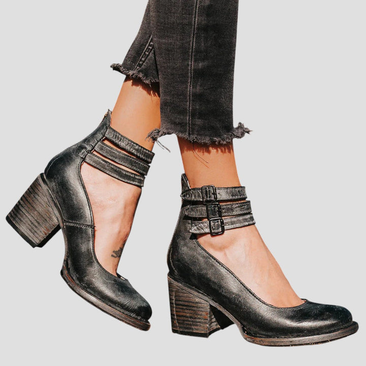 Shirley™ | Ankle-Strap Block Heels