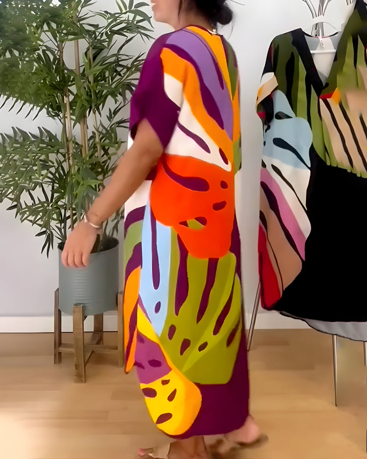 Glenda™ | Abstract Print V-Neck Dress