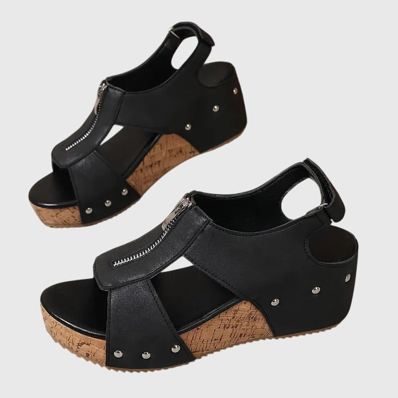 Teresa™ | Zip-Front Wedge Sandals
