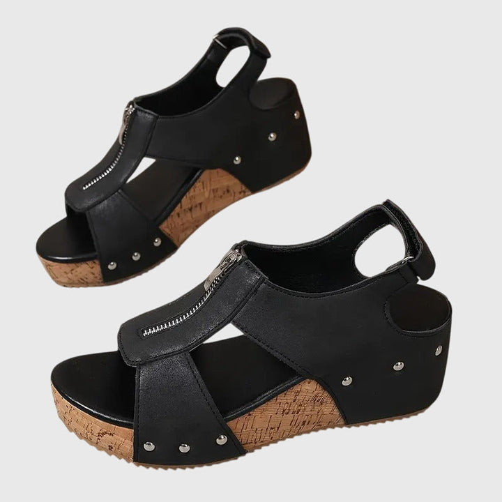Teresa™ | Zip-Front Wedge Sandals