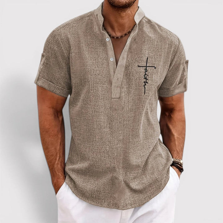 Michael Sydney men's lightweight collared shirt, front view