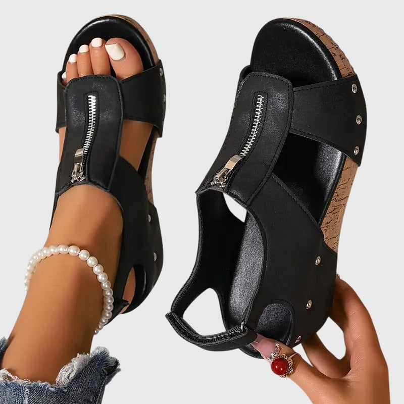 Teresa™ | Zip-Front Wedge Sandals