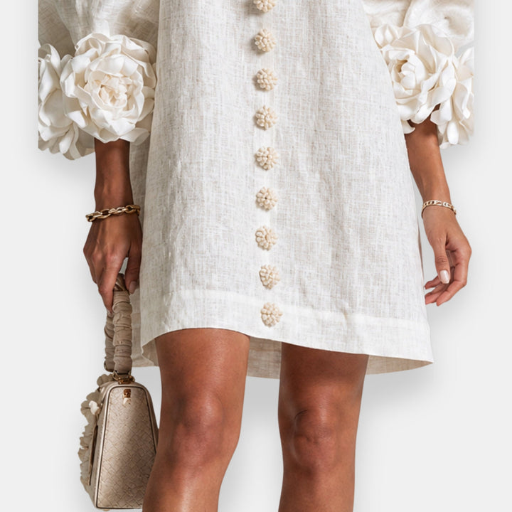Monique Rosette Sleeve Shift Dress