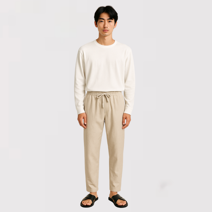 Michael Sydney men's Lightweight Summer Pants with Elastic Waist, front view