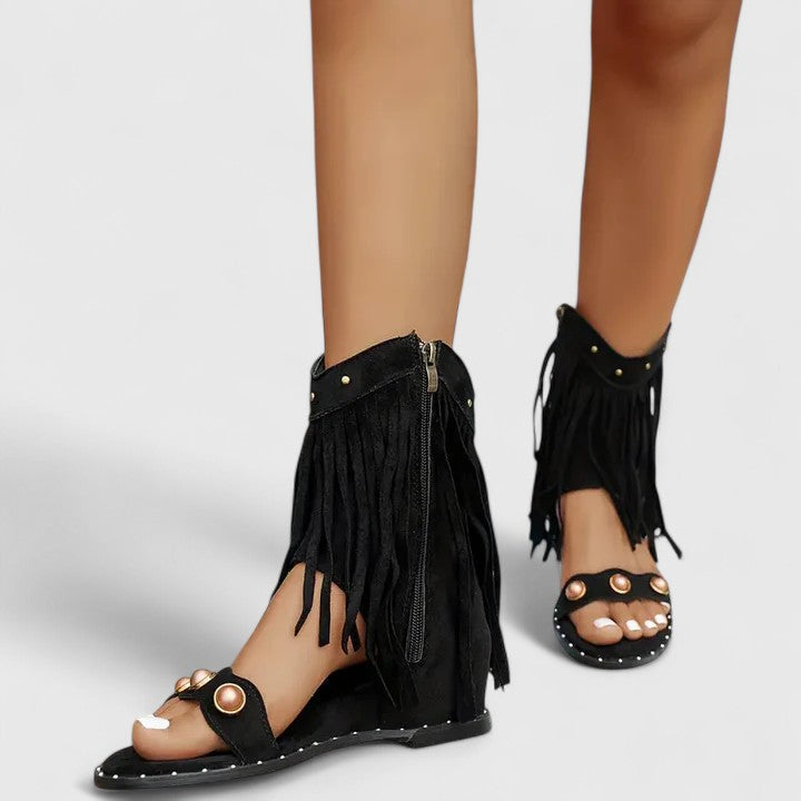 Heather™ | Fringe Wedge Sandals