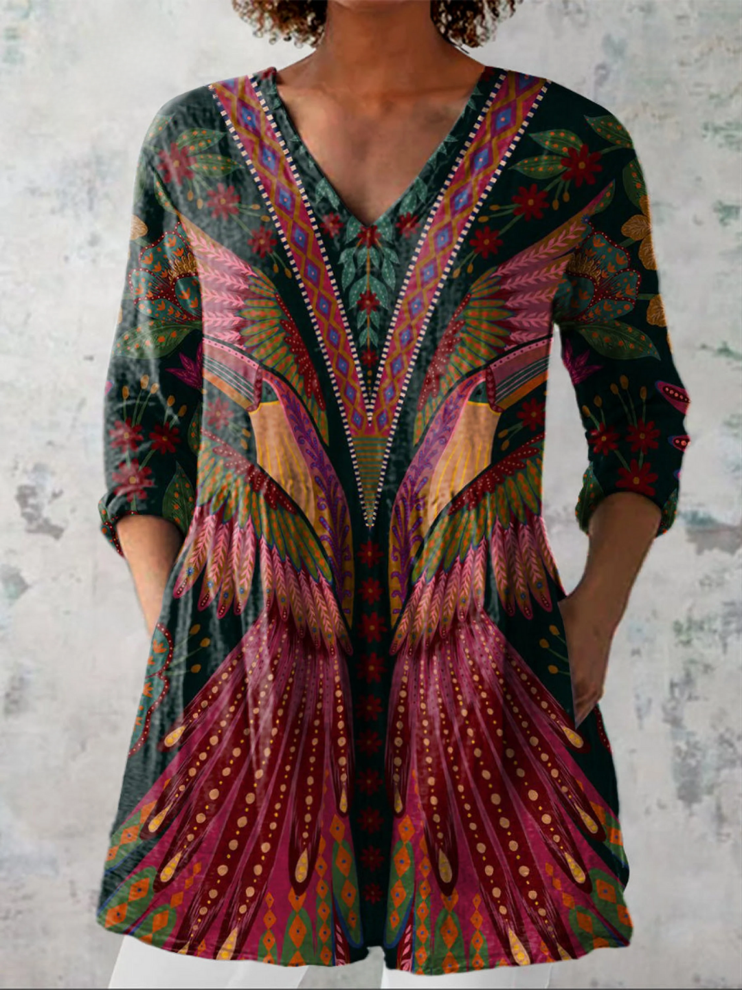 Nanette Feather Ornament Tunic Blouse