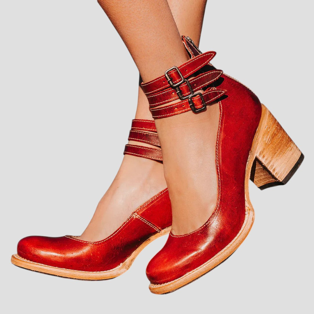 Shirley™ | Ankle-Strap Block Heels