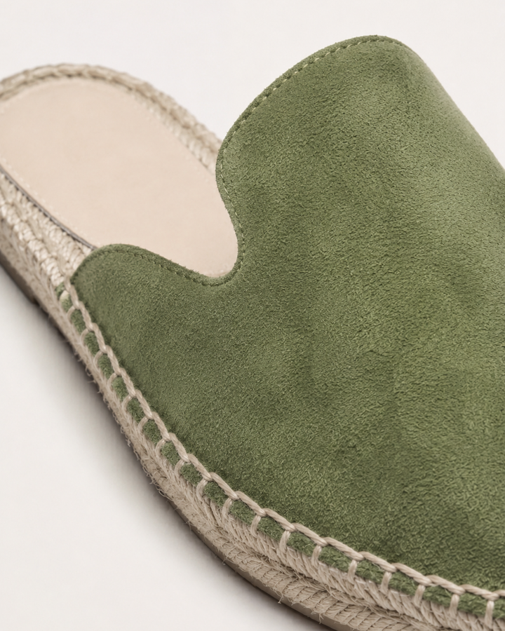 Michael Sydney men's summer mules in green, front view