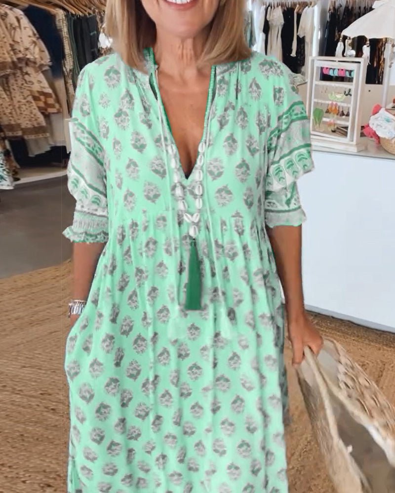 Tracy™ | Boho Floral Midi Dress