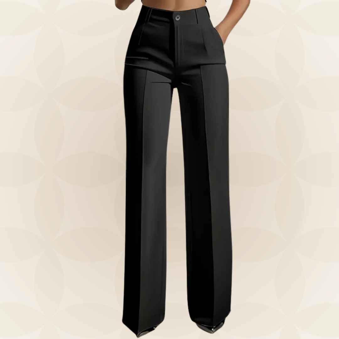 Terri High-Waisted Wide-Leg Trousers in Black