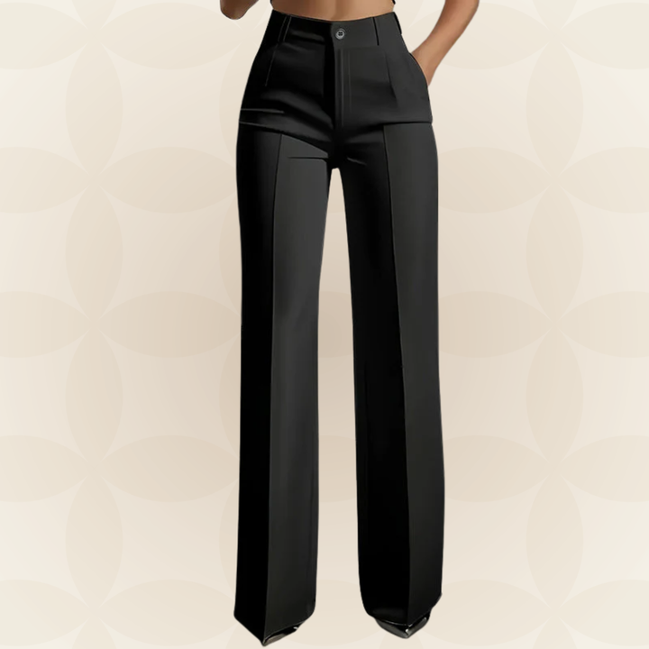 Terri High-Waisted Wide-Leg Trousers in Black