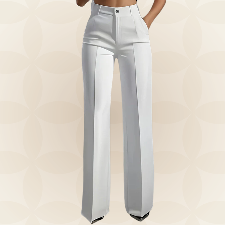 Terri High-Waisted Wide-Leg Trousers in White