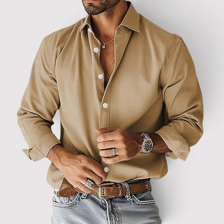 Glenn Classic Long-Sleeve Shirt – Khaki