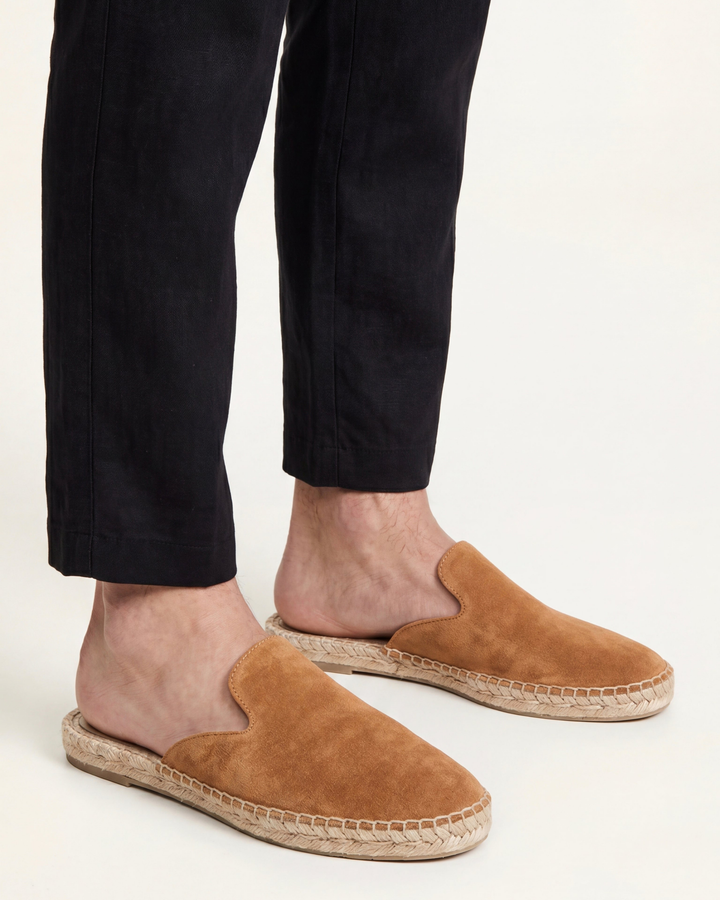 Michael Sydney men's summer mules in camel, front view