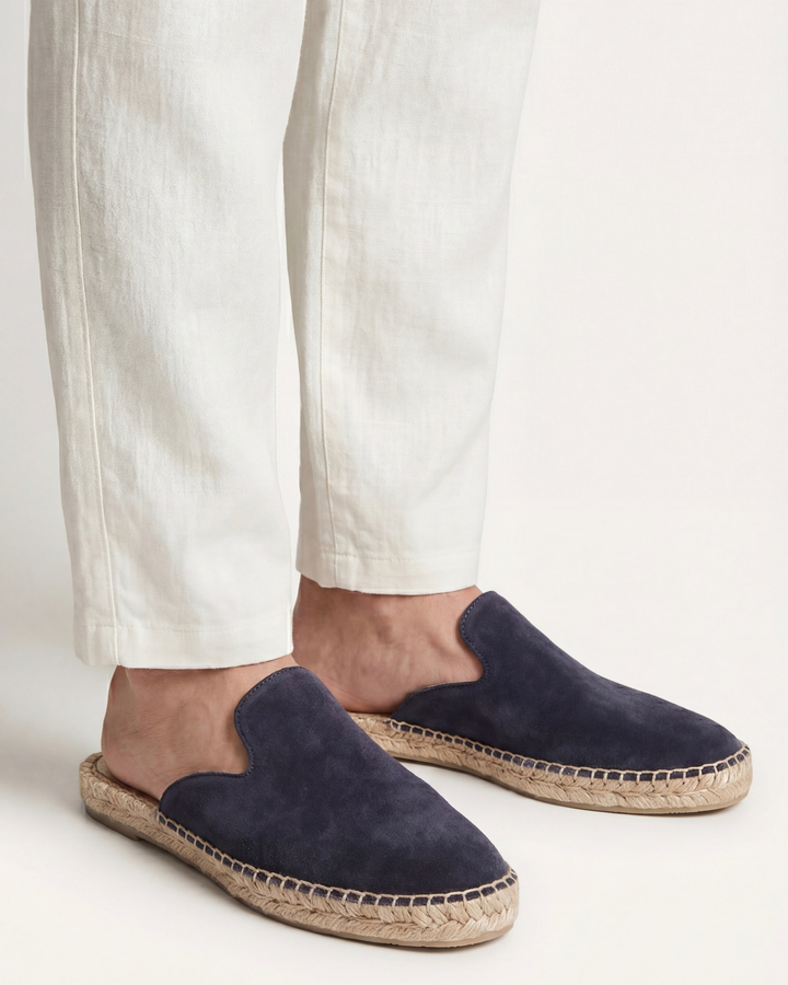 Michael Sydney men's summer mules in navy, front view
