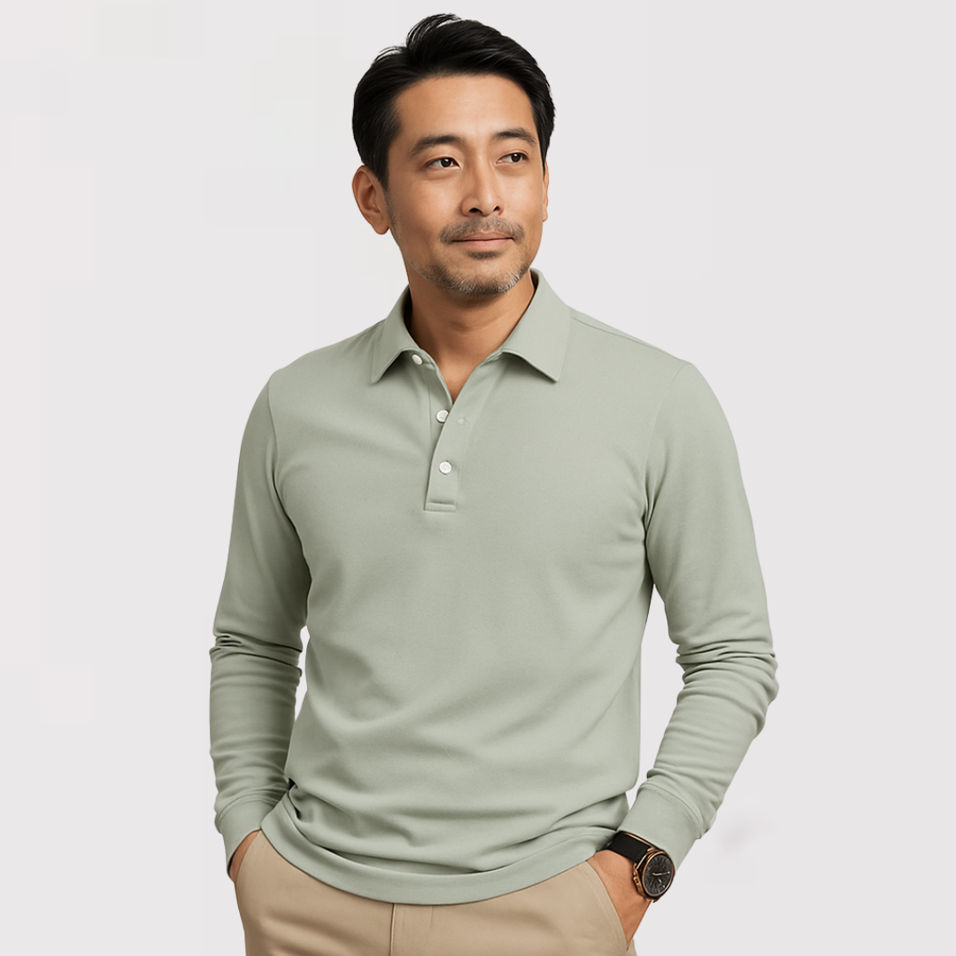 Michael Sydney men's Long sleeve polo shirt, front view