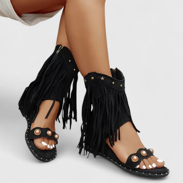 Heather™ | Fringe Wedge Sandals