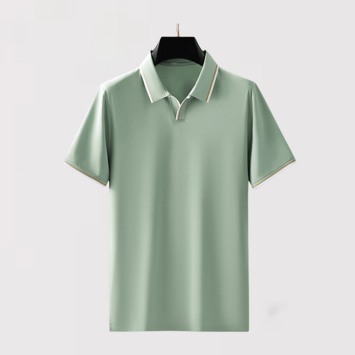 Michael Sydney men's Refined Polo Shirt with Flowing Drape, front view