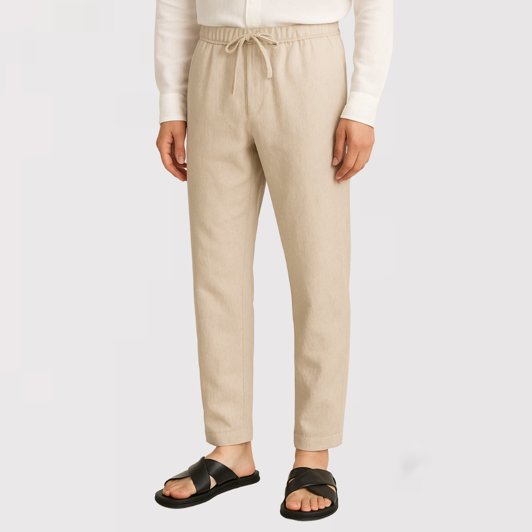 Michael Sydney men's Lightweight Summer Pants with Elastic Waist, front view