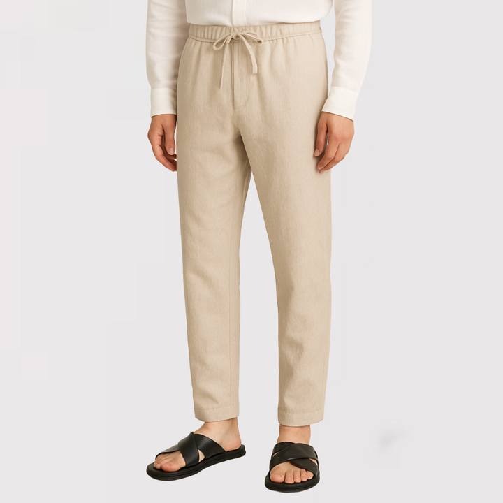 Michael Sydney men's Lightweight Summer Pants with Elastic Waist, front view