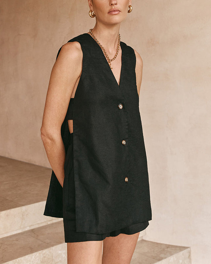 Monica™ | Sleeveless Buttoned Set
