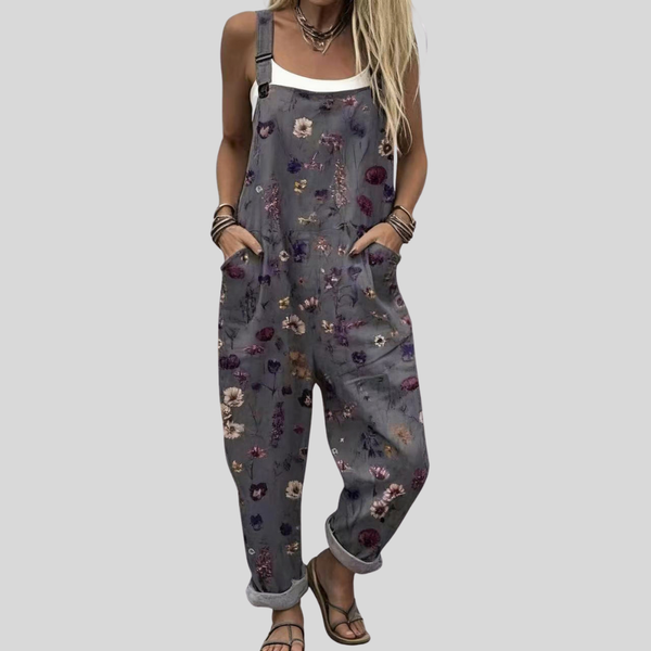 Dorothy™ | Grey Ditsy Floral Overalls