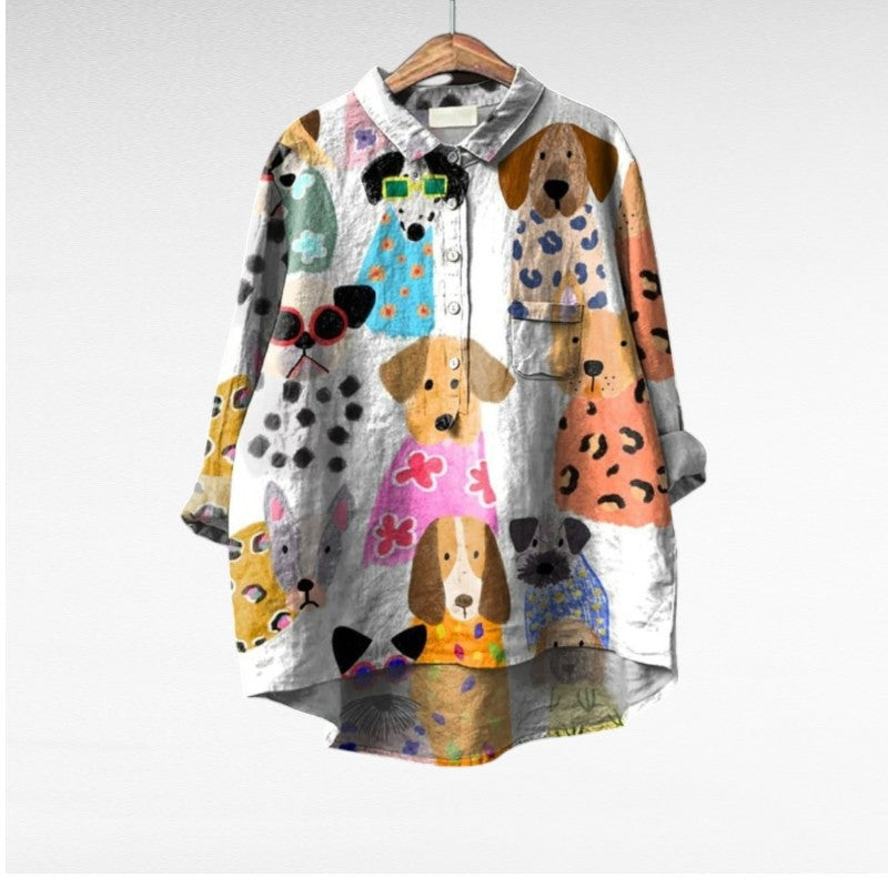 Audrey™ | Playful Dachshund Print Blouse