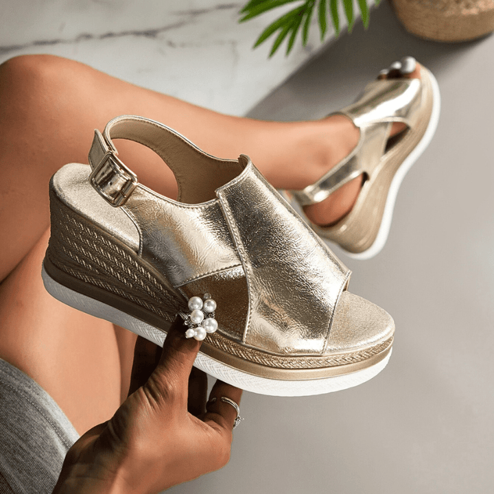 Karen™ | Metallic Comfort Sandals