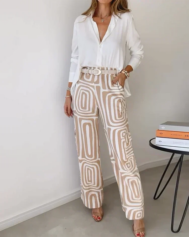 Lilian™ | Geometric Pant Set with Belt