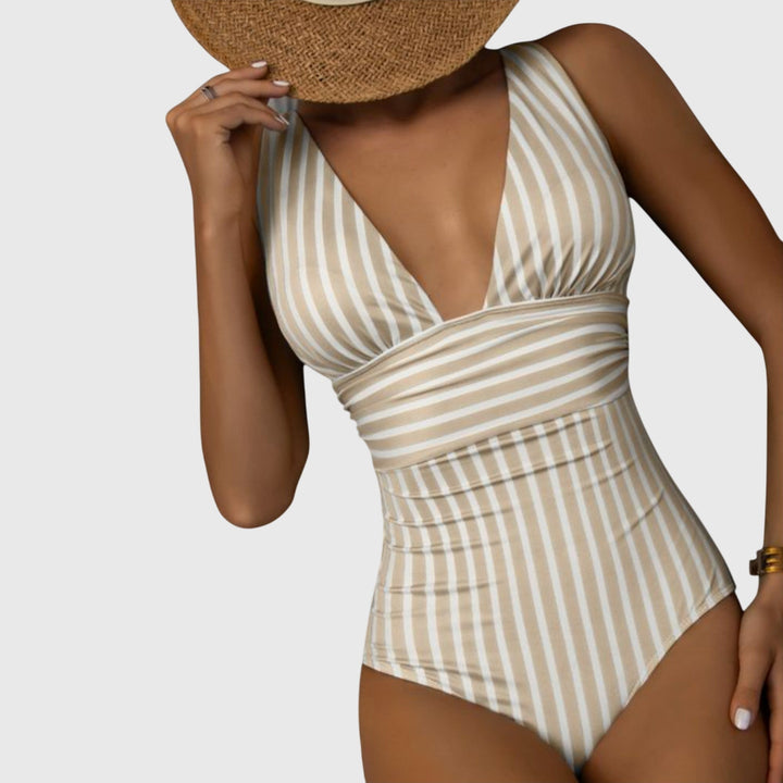 Callie™ | Striped V-Neck Swimsuit