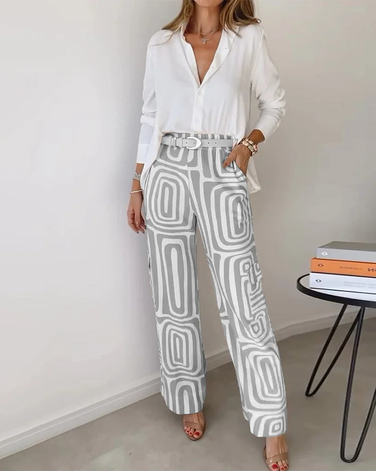Lilian™ | Geometric Pant Set with Belt