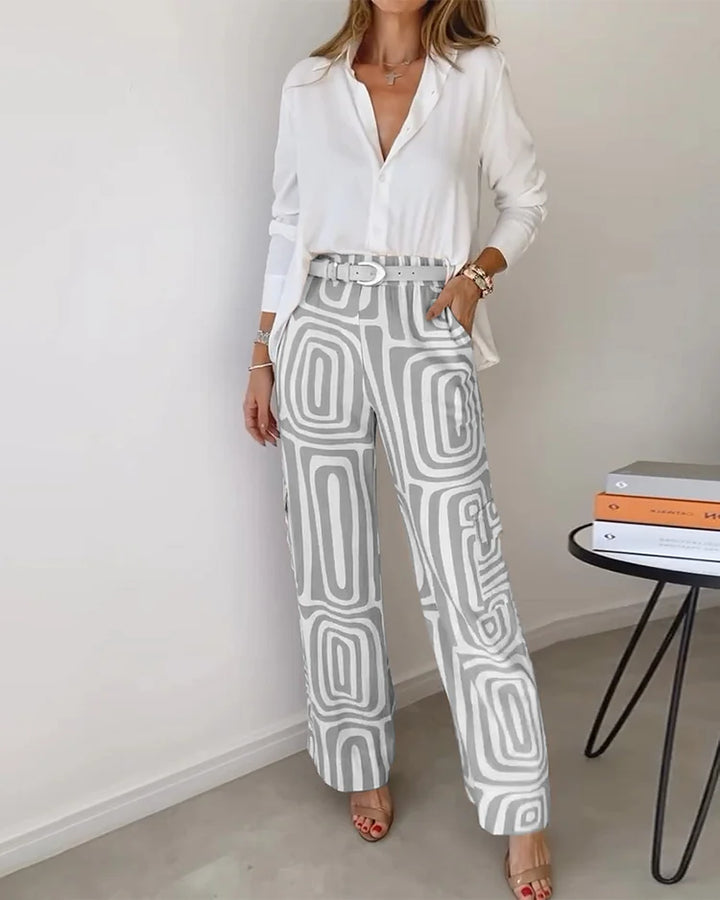 Lilian™ | Geometric Pant Set with Belt