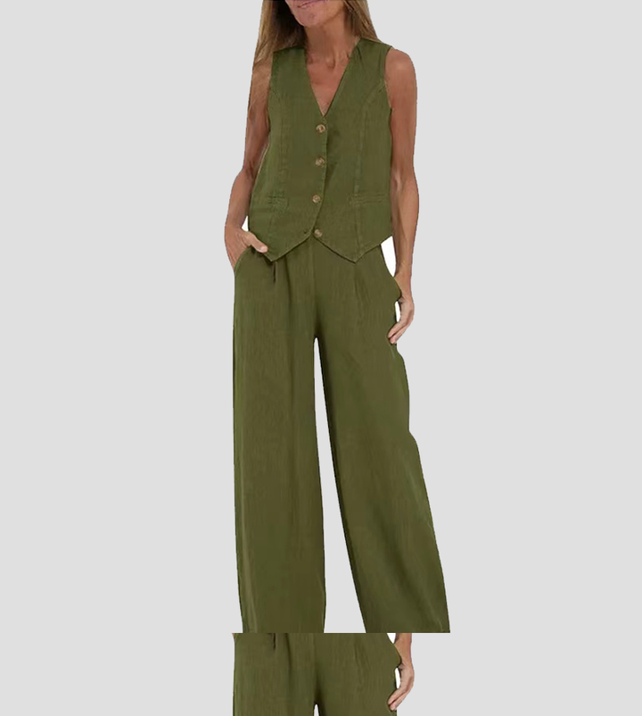 Natalie™ | Waistcoat & Wide-Leg Set