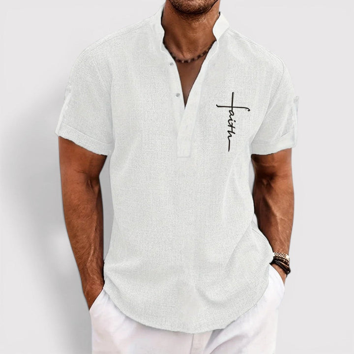 Michael Sydney men's lightweight collared shirt, front view